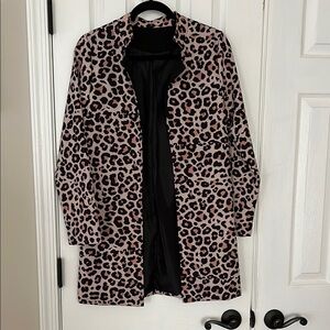 Chic Leopard Print Long Blazer